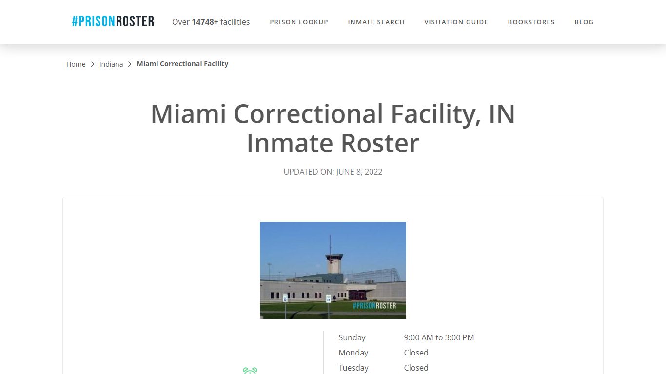 Miami Correctional Facility, IN Inmate Roster