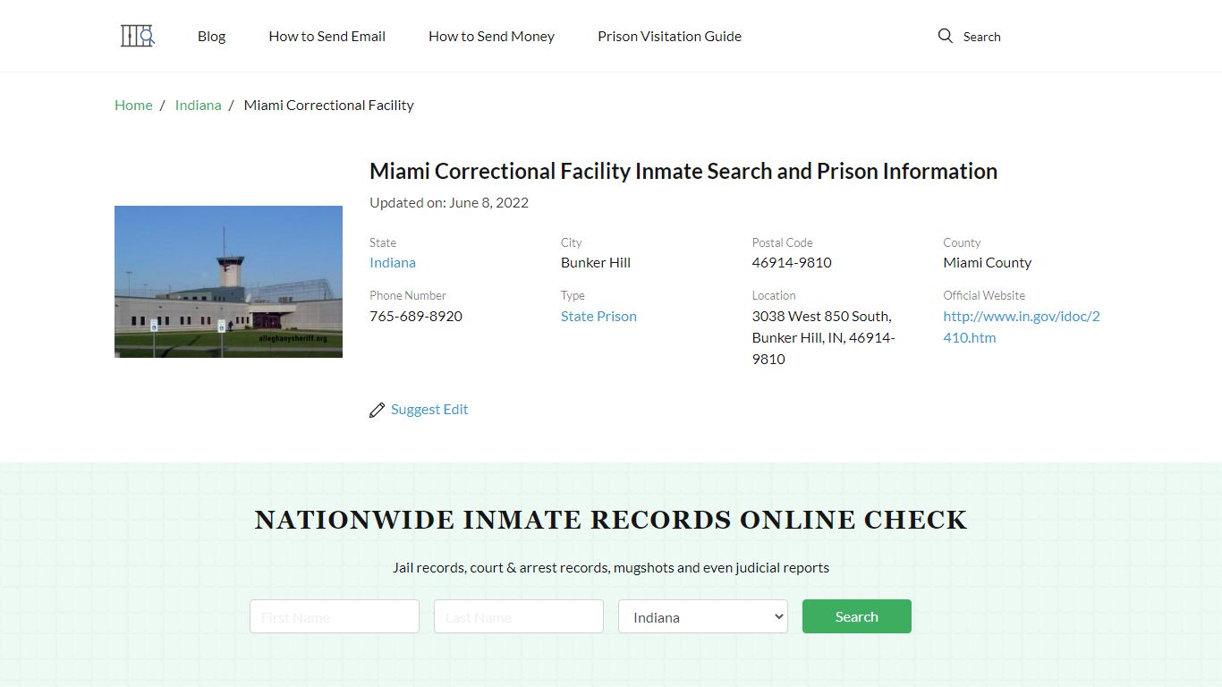 Miami Correctional Facility Inmate Search, Visitation ...